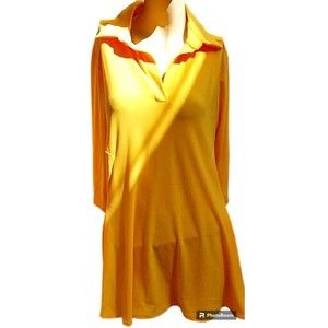 Women With Control Slimming & Contouring Yellow Loose Fit Top Size Small New